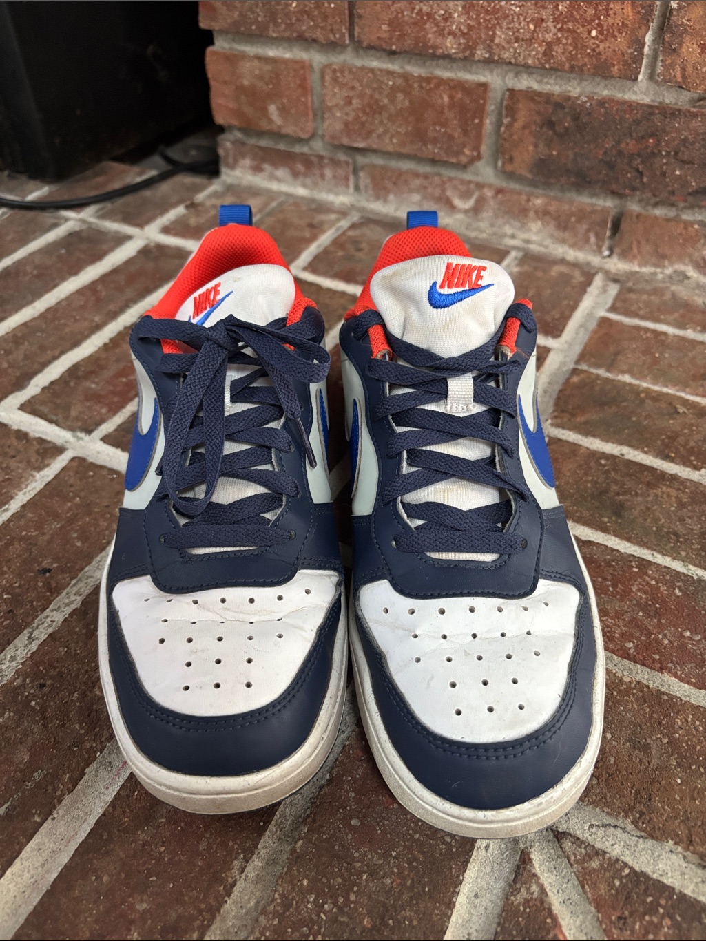 Nike Kids Navy, White & Bright Red Accent Sneakers